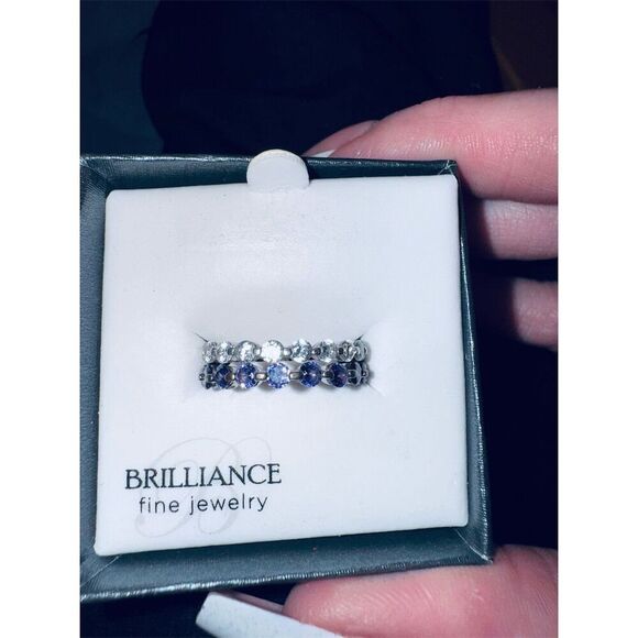 Multi Color 3 Band Set Of Eternity Rings Stackable Wedding Bands Size  7 - Picture 6 of 16